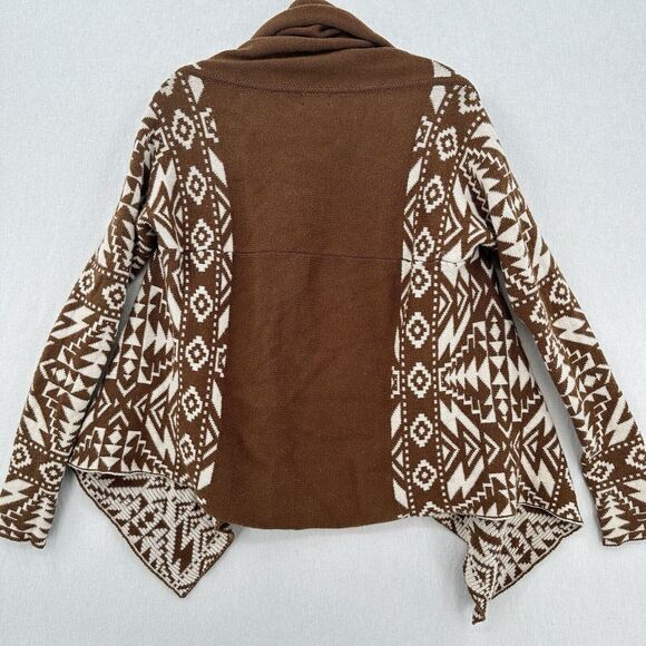 Patagonia Sweater Womens Small Cardigan Brown Beige Open Aztec Lambswool Western - Picture 2 of 8
